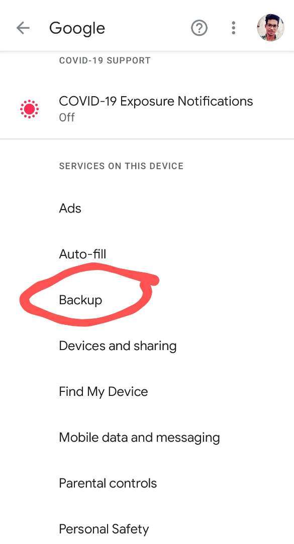 Google-Backup-settings