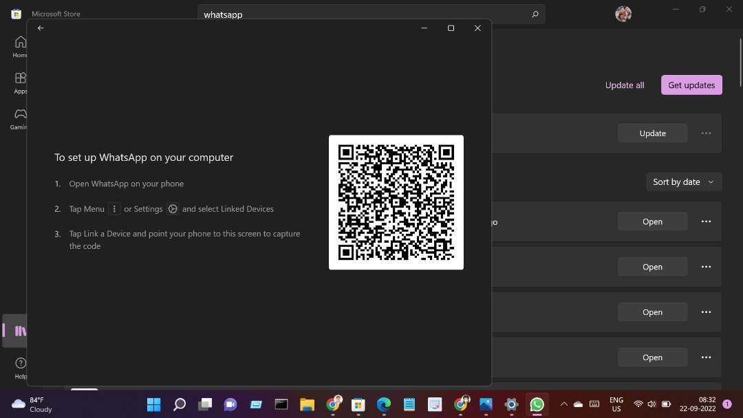 WhatsApp desktop qr code