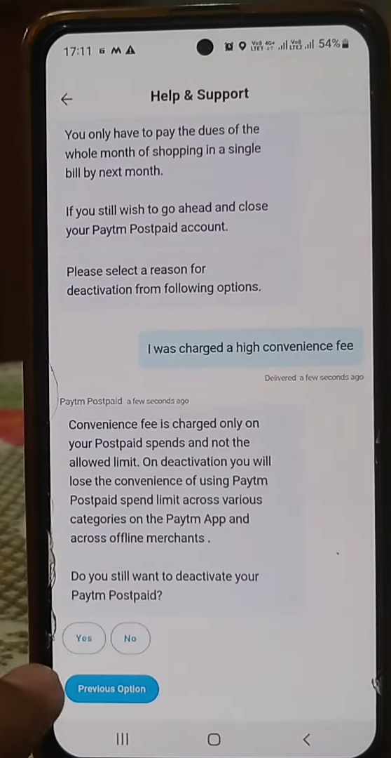 Do You Stil want to deactivate Paytm Postpaid' (क्या आप अपने पेटीएम पोस्टपेड सेवा को बंद करना चाहते है)